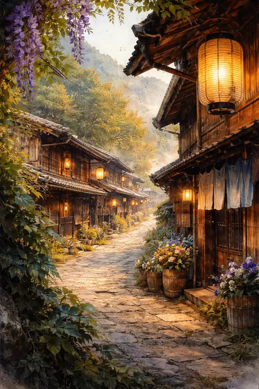 Wisteria Dreams in the Quiet Town