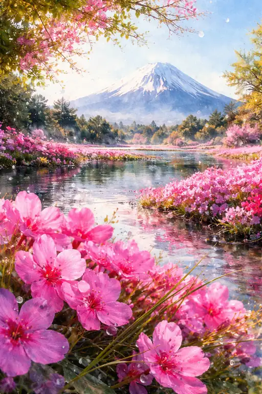 Spring's Vibrant Awakening Below the Peak