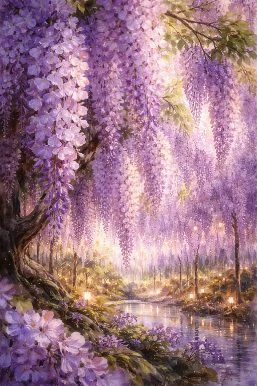 宵闇に瞬く藤の幻灯