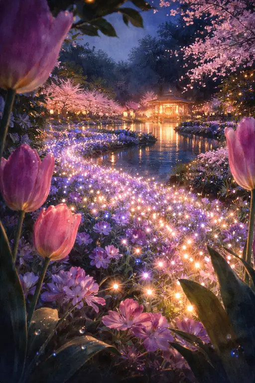 魔法にかけられた夜の桜庭園