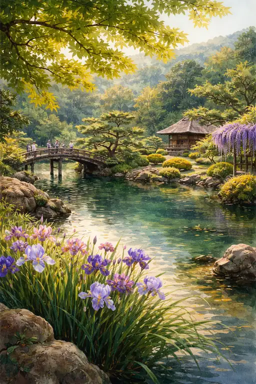 紫苑揺れる水鏡の庭園