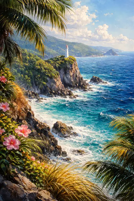 Sentinel of the Sapphire Sea: The Cliffside Lighthouse