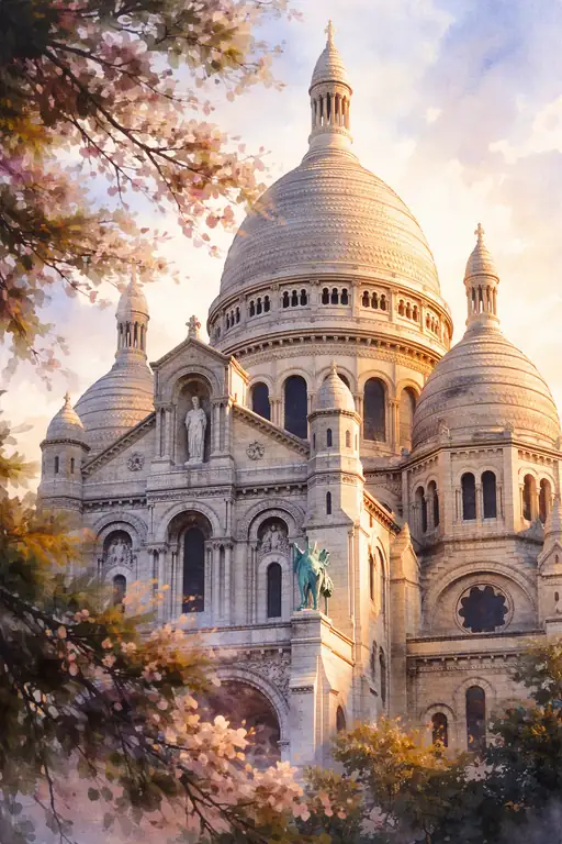 Cherry Blossoms Embracing the Sacred Dome