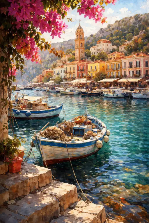 Vibrant Harmony of Symi Harbor