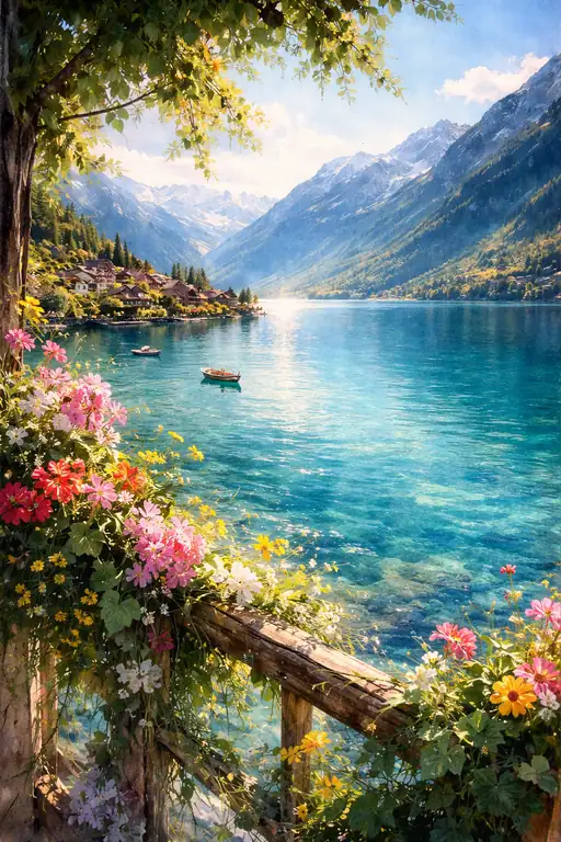 Vibrant Blooms Against the Azure Depth
