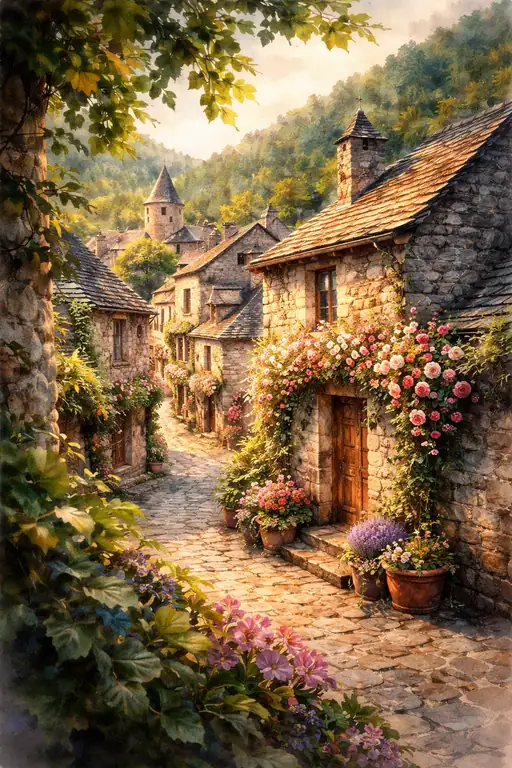 A Floral Path in the Village