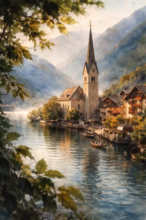 Serenity Along the Lakeside Spire