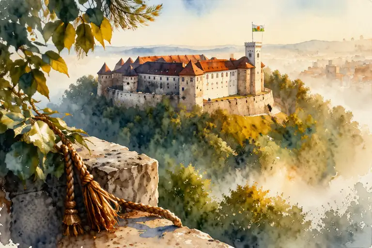 The Timeless Castle Enveloped in Morning Mist