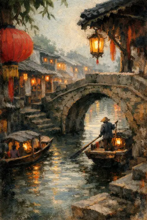 Nostalgic Waters Under the Lantern's Glow