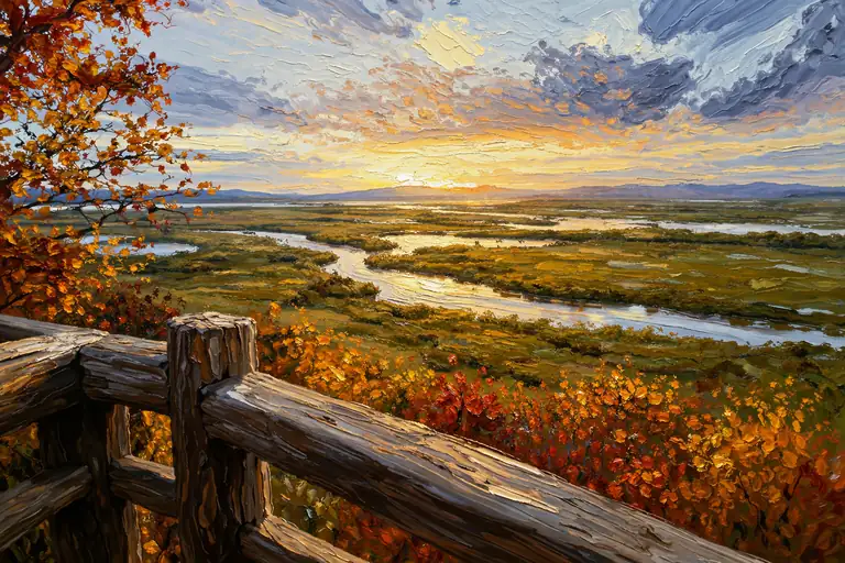 Golden Haze over the Wetlands