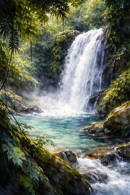 Vital Cascade: The Hidden Oasis Woven in Green