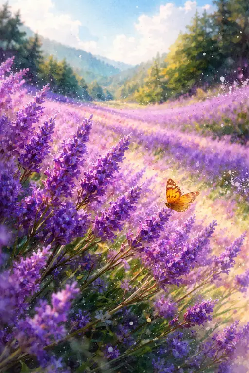 Fluttering Dreams in the Lavender Sea