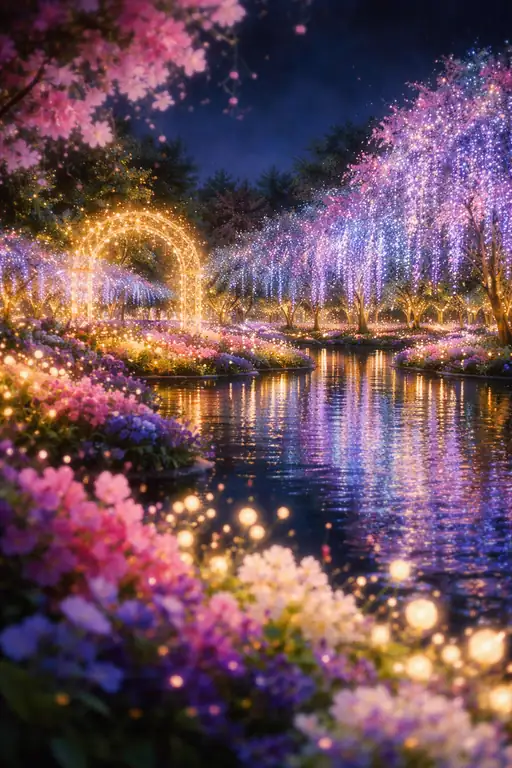 魔法が煌めく夜半の庭園