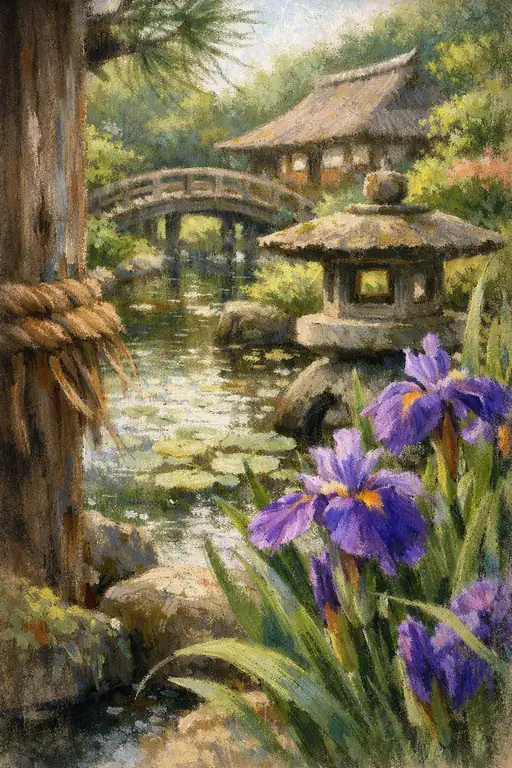 花菖蒲咲く初夏の静庭