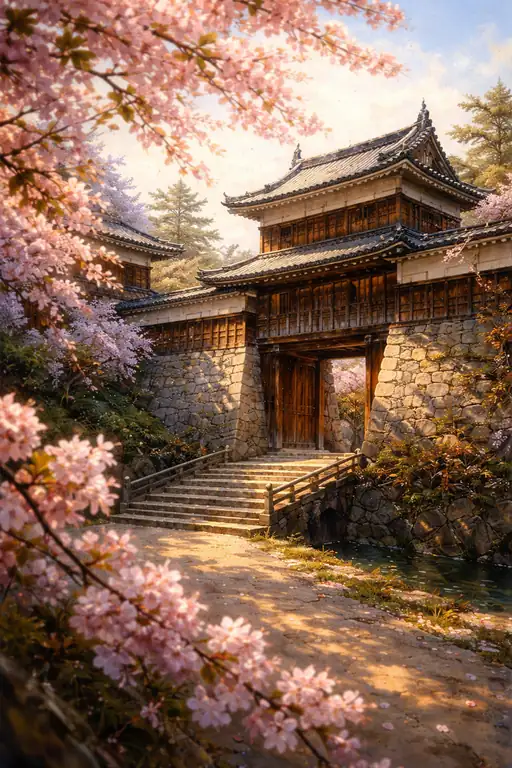 桜舞う静寂の門