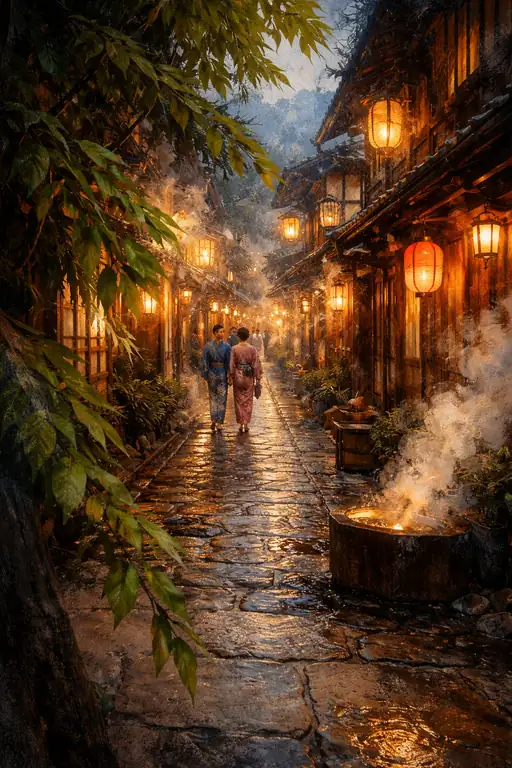 Luminous Lanterns of the Damp Twilight Path