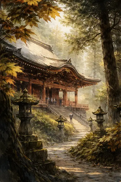 Spiritual Tranquility on the Autumnal Stone Path