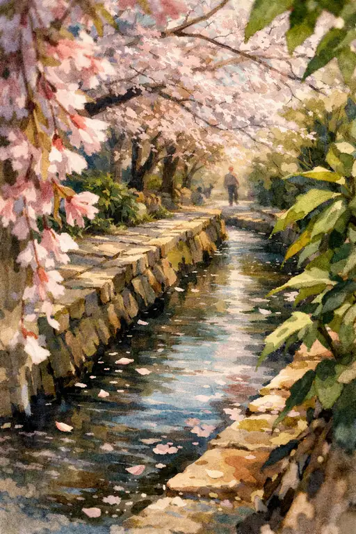 花びら浮かぶ春の小道