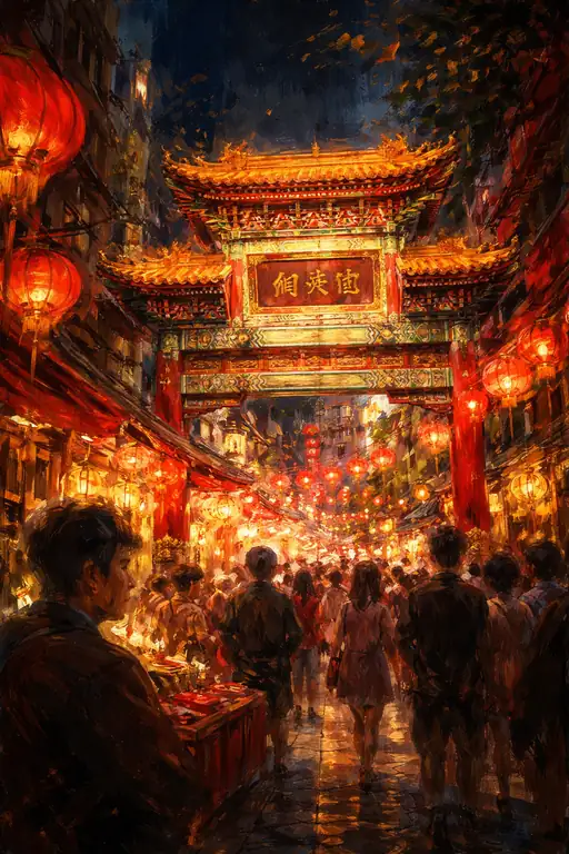 Glowing Crimson Night Market