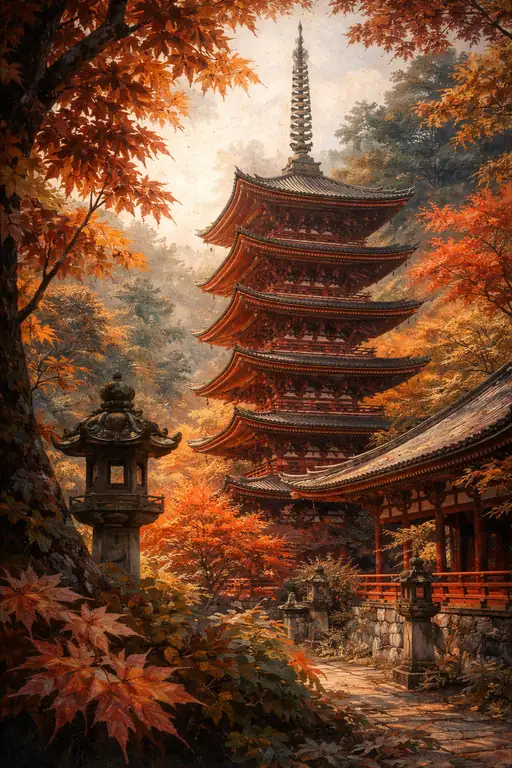 紅葉に染まる永遠の祈り