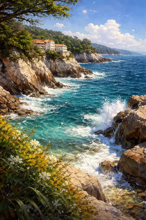 Sunlit Cliffs and Turquoise Dreams