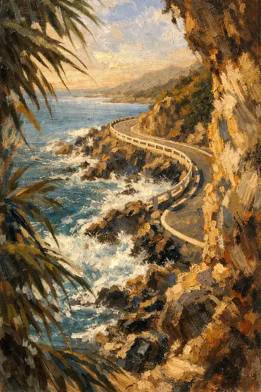 Winding Light: The Coastal Road's Embrace