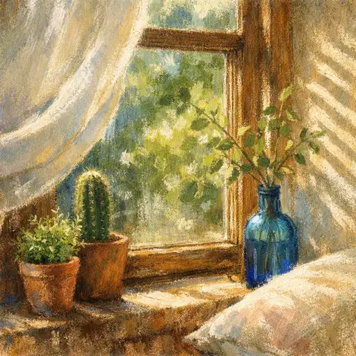 Blue Bottle by the Window
