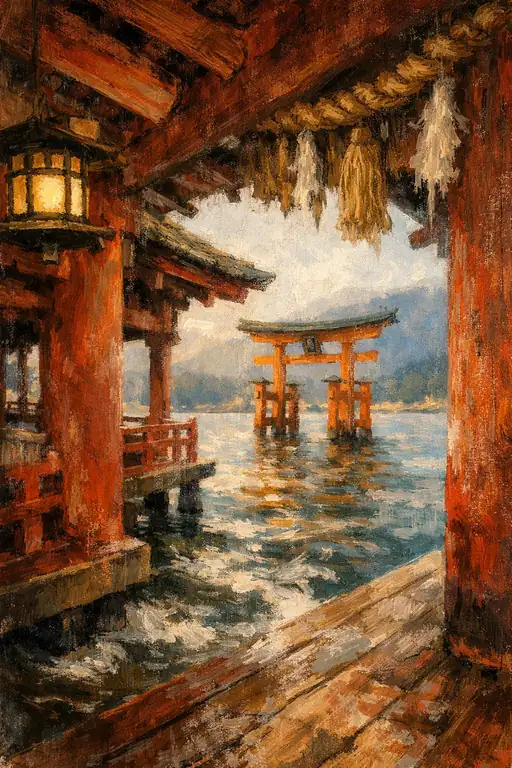 Sacred Tides and Crimson Reflections