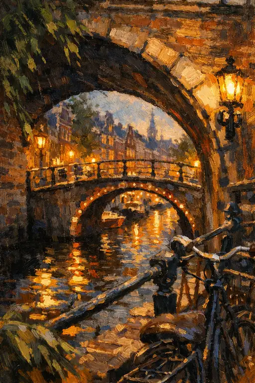 Romantic Amsterdam Canal Night