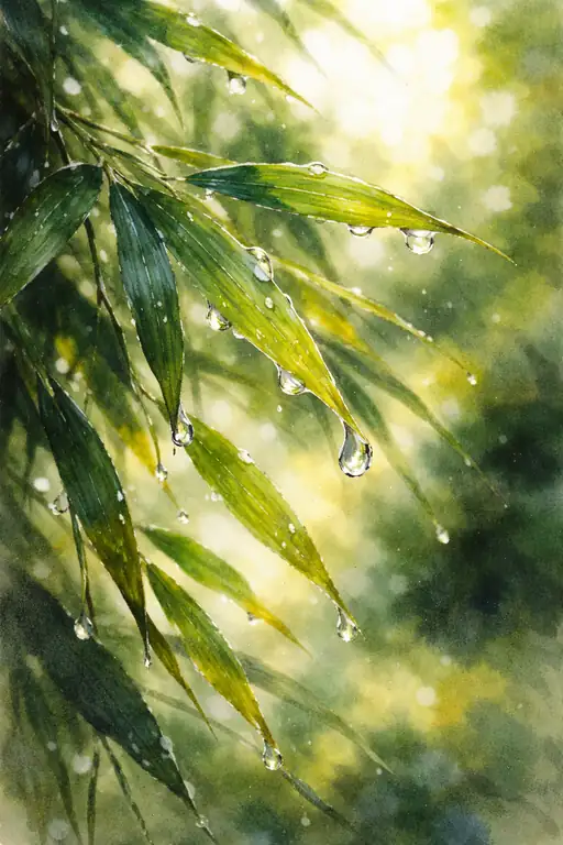 竹林に落ちる翡翠の涙