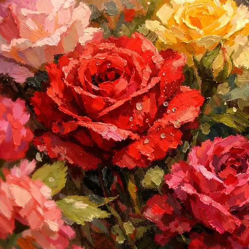 朝露の紅薔薇