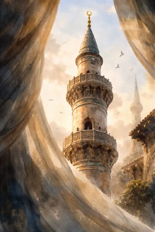 Minaret Beyond the Veiled Arch
