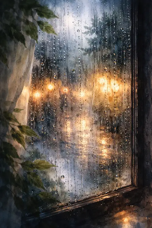 雨夜の窓辺