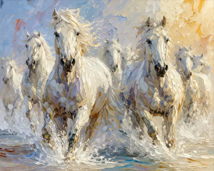 Unbridled Freedom: The Thunderous Charge of the White Horses