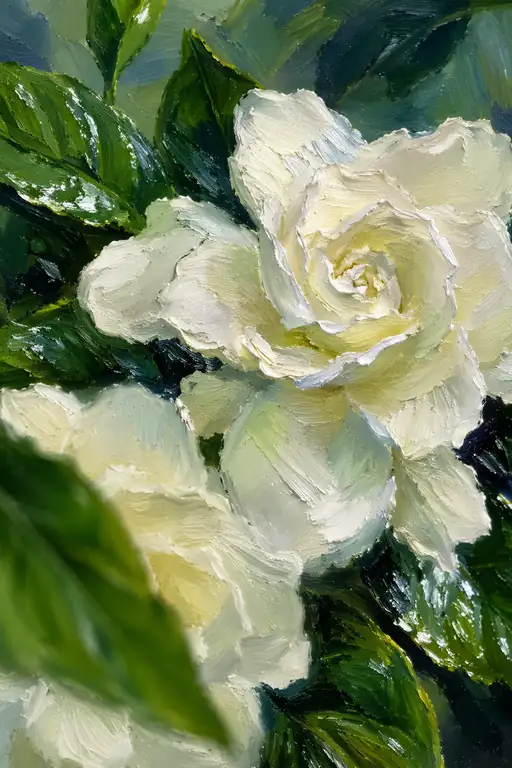 Thick-Painted White Gardenia