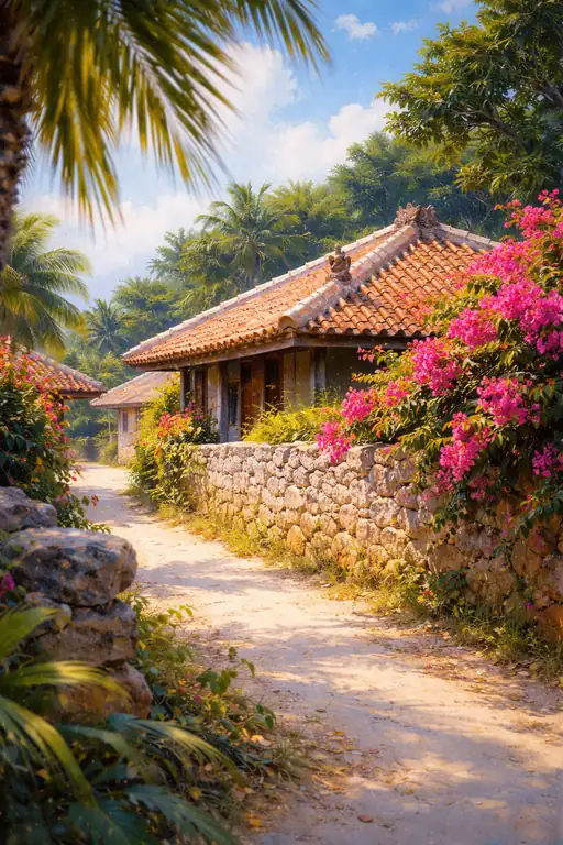 Bougainvillea by the Stone Wall