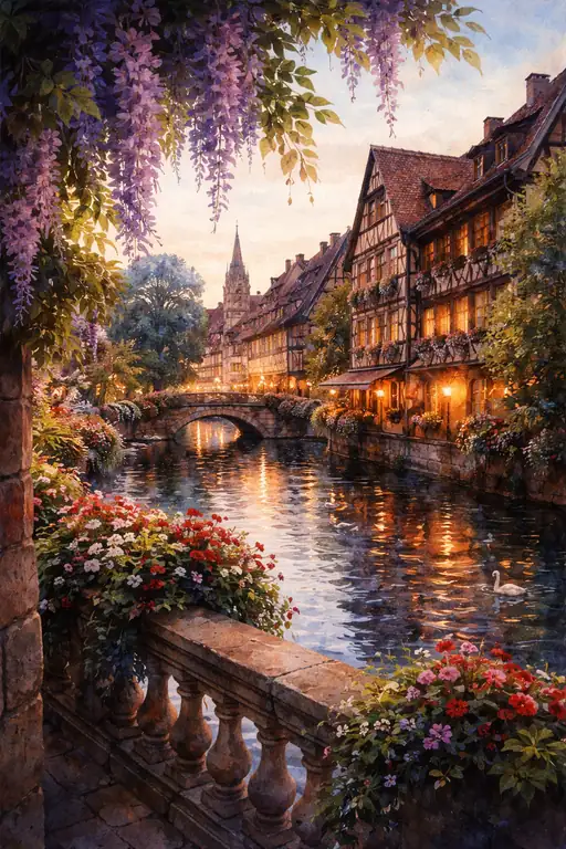 Evening Lights on the Canal