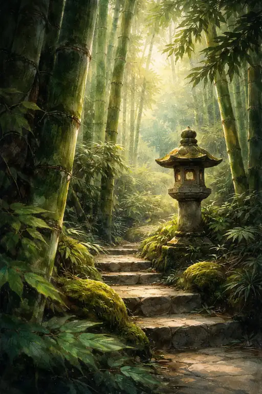 Mystic Light in the Bamboo Path