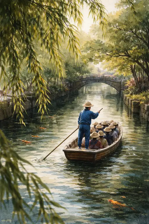 A Serene Journey Through the Willow Canal