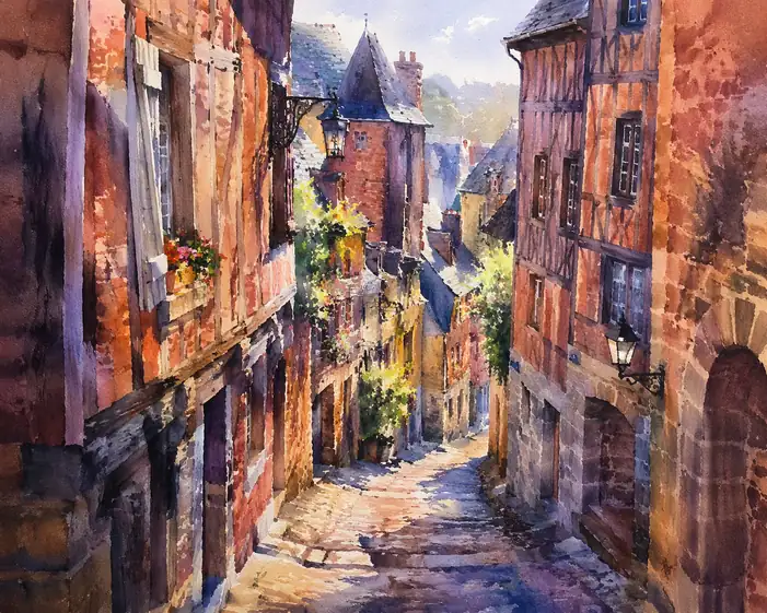 路地の金色の影