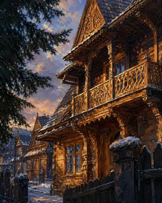 Winter's Golden Glow: The Alpine House