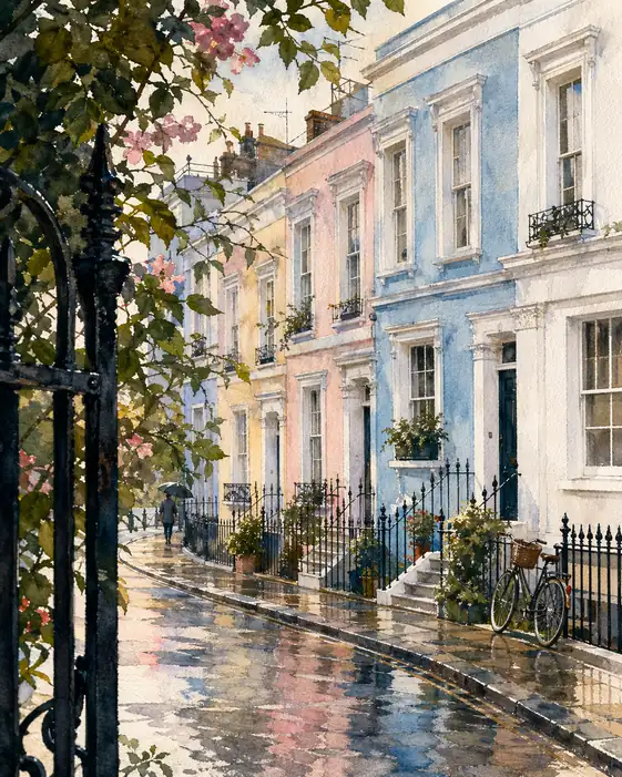 Rain-Washed Reflections of the City