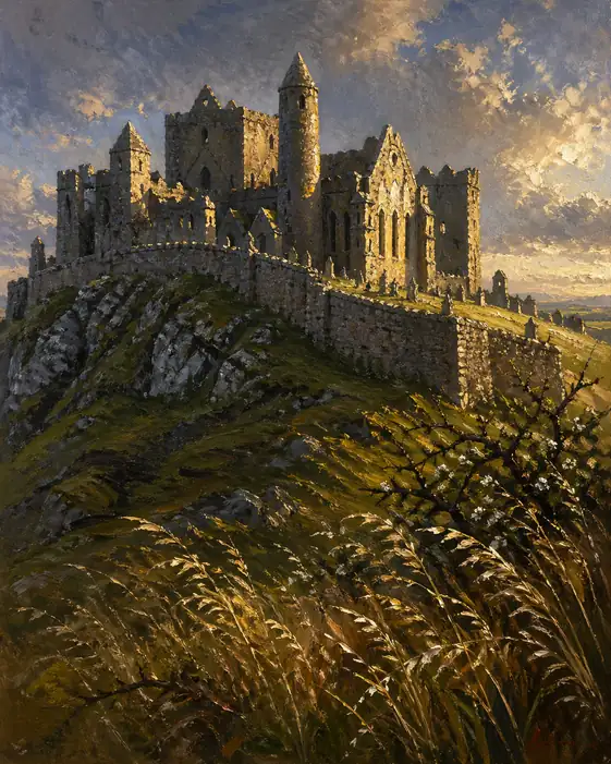 Majestic Castle Ruins at Sunset