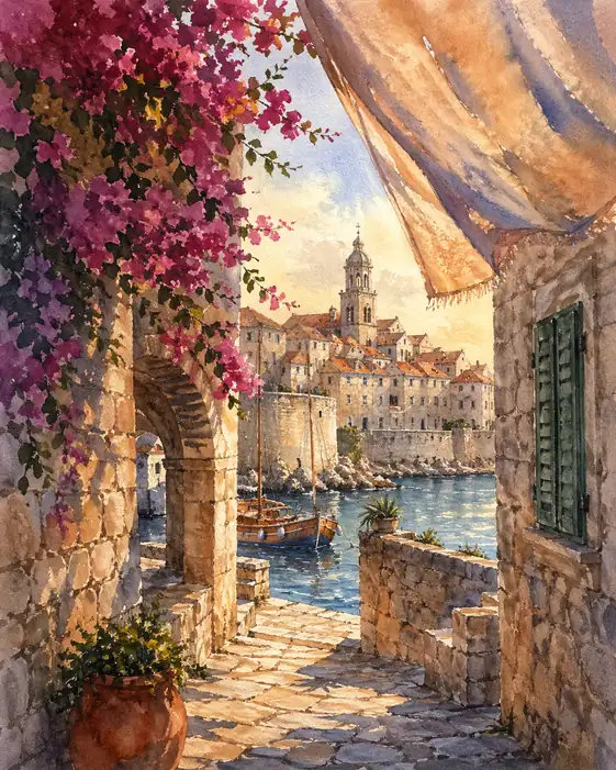 Sunlit Sails in the Indigo Harbor