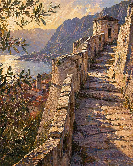 Sapphire Tides Kiss the Distant Peaks