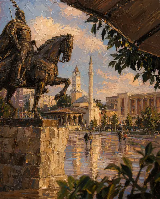 Golden Hour at Skanderbeg Square