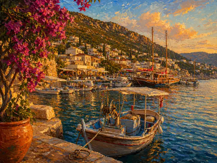 Mediterranean Gold: Evening Harbor