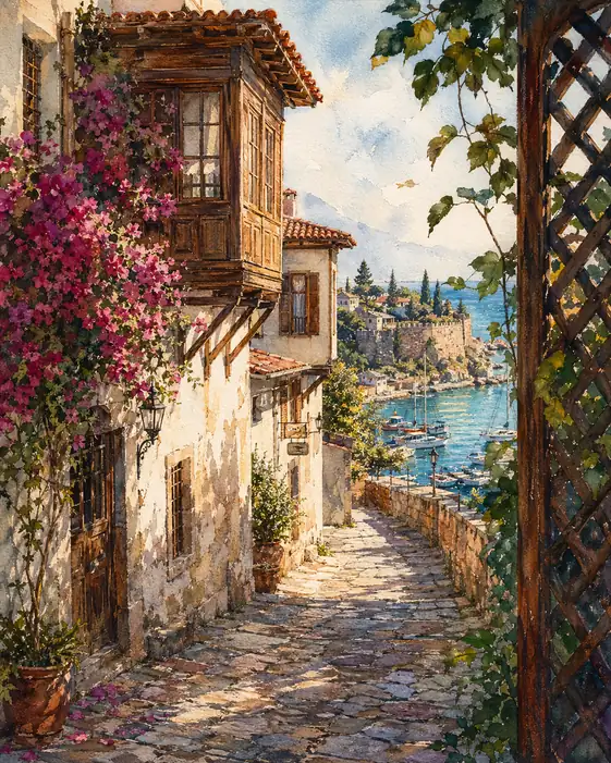 Antalya's Sunlit Alleyway