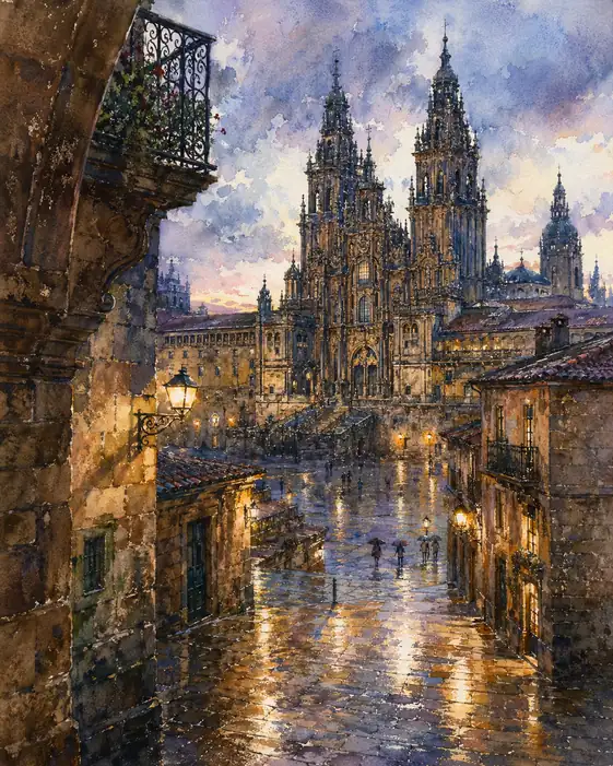 Twilight Reflections in the Old Square