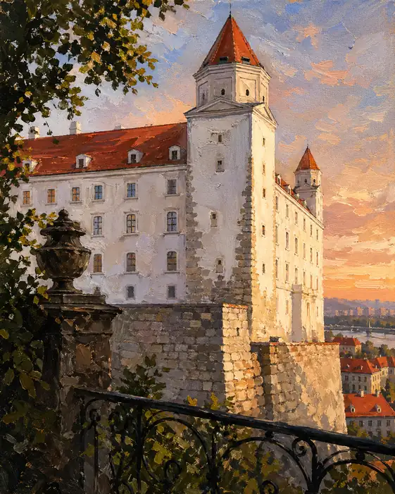 Twilight's Embrace on the Castle Walls